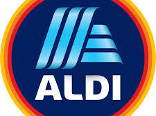 Aldi logo on blue and orange background