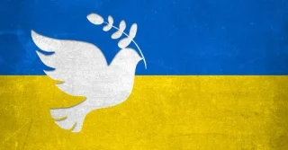 support for ukraine - war in ukraine - ukrainian flag with a white dove